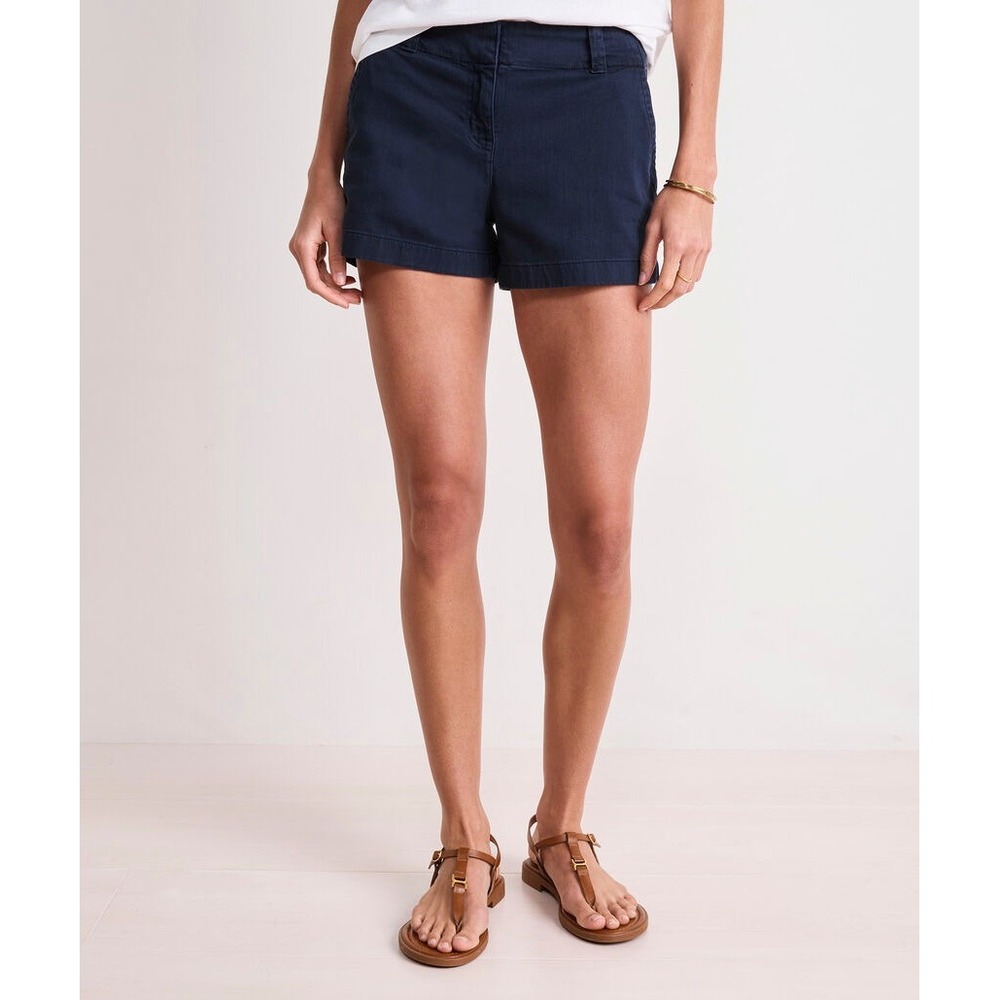 Vineyard Vines Womens Navy Blue Herringbone Chino Shorts Size 4 Whale Logo